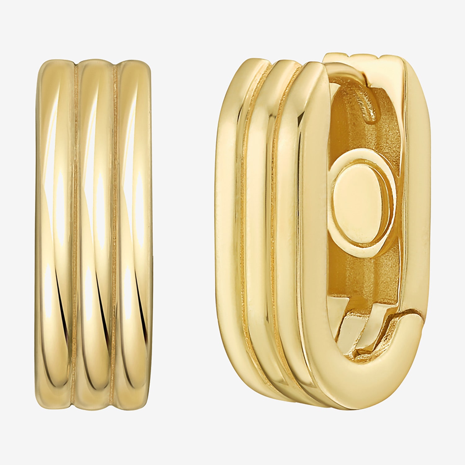Womens 14K Gold 18mm Oval Hoop Earrings