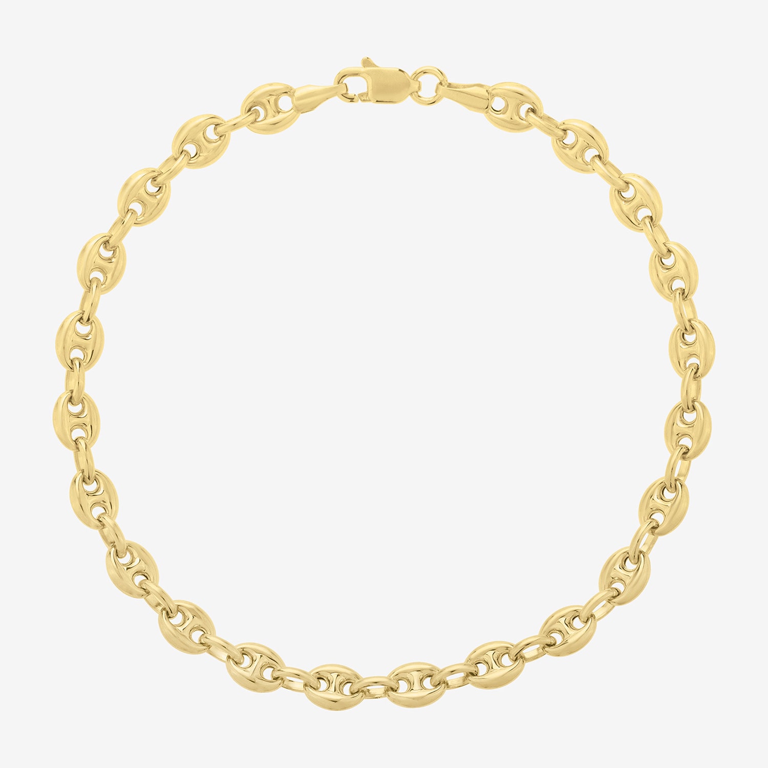 Gold Addiction Unisex Adult 14K Gold 7 Inch Solid Mariner Chain Bracelet