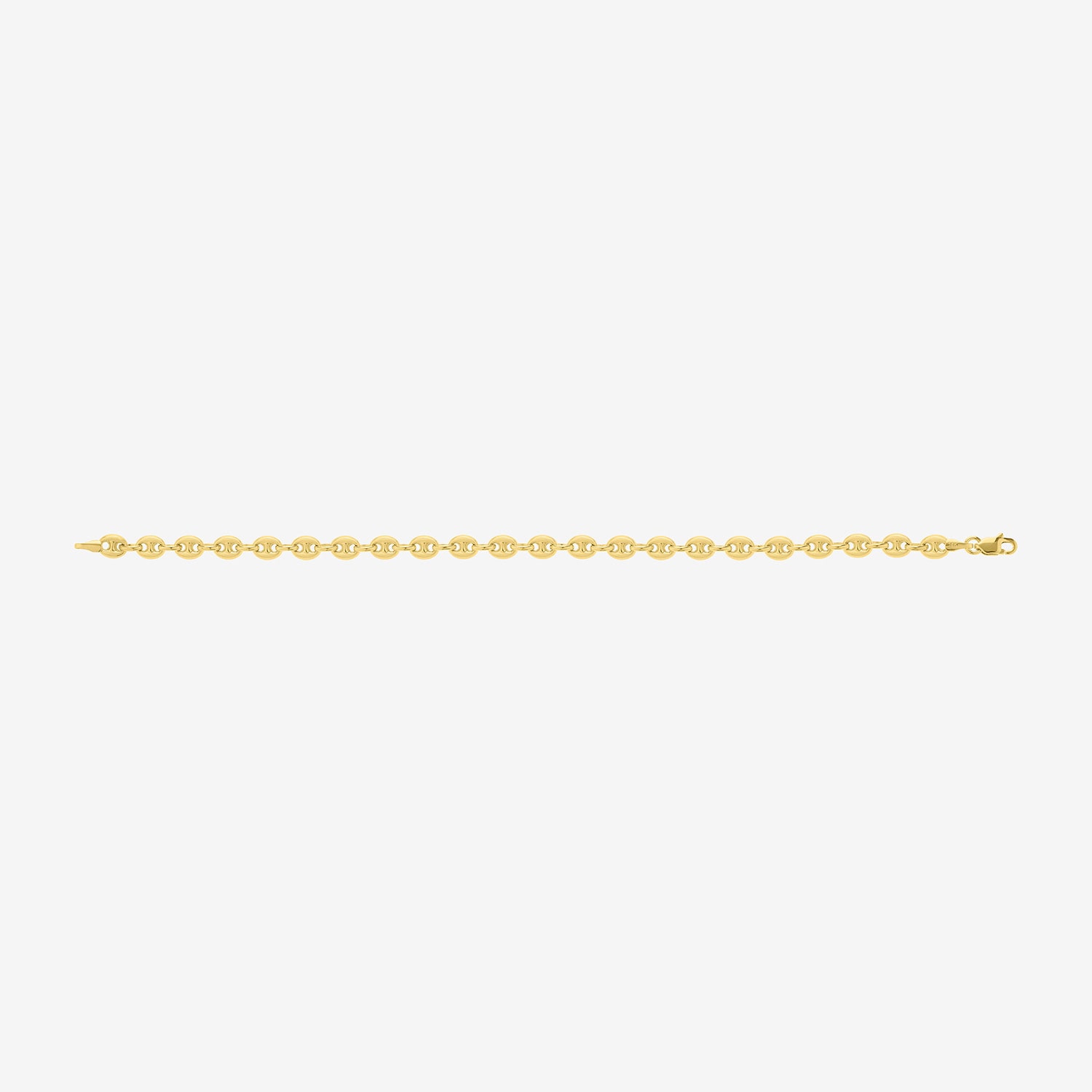 Gold Addiction Unisex Adult 14K Gold 7 Inch Solid Mariner Chain Bracelet