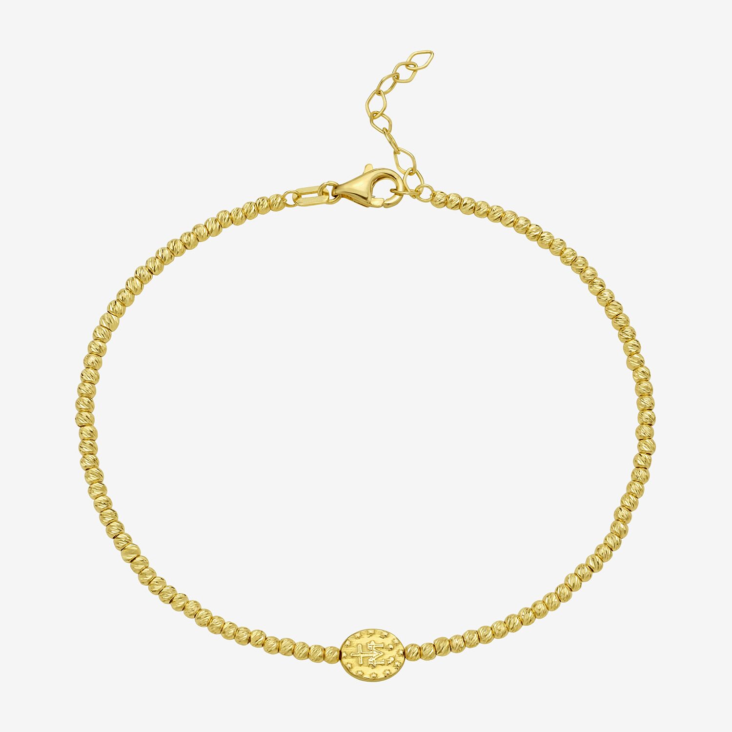 Womens 14K Gold 8 Inch Bead Chain Bracelet