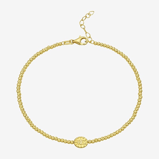 Womens 14K Gold 8 Inch Bead Chain Bracelet