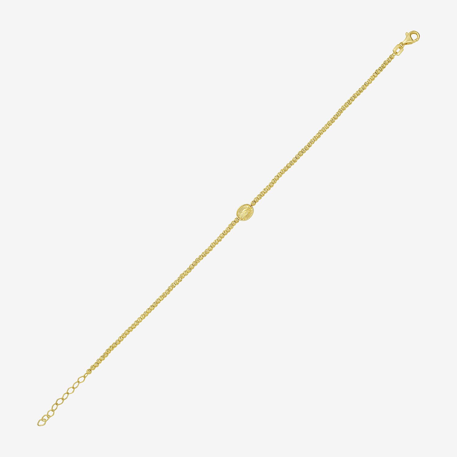 Womens 14K Gold 8 Inch Bead Chain Bracelet