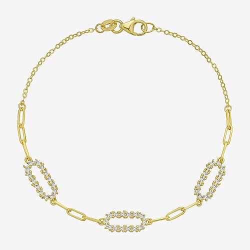 Womens 14K Gold 7.5 Inch Cable Chain Bracelet, One Size, Yellow