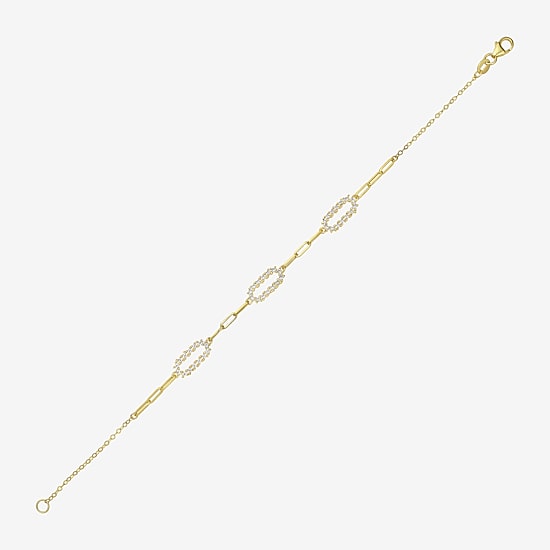 Womens 14K Gold 7.5 Inch Cable Chain Bracelet