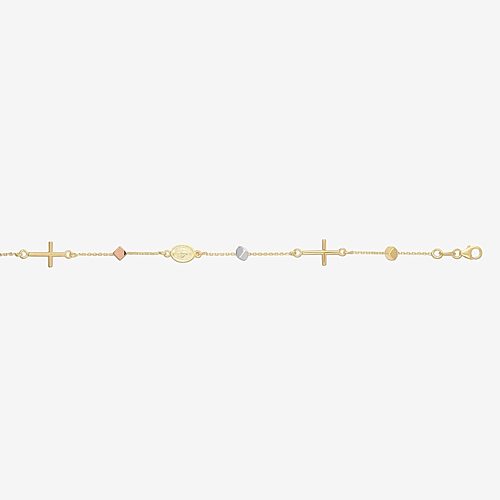 Womens 14K Gold 7.5 Inch Cable Chain Bracelet, One Size, Multiple Colors