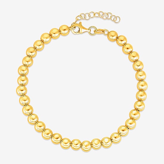 Unisex Adult 14K Gold 8 Inch Bead Chain Bracelet