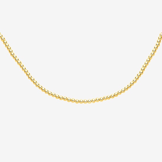Unisex Adult 14K Gold 8 Inch Bead Chain Bracelet