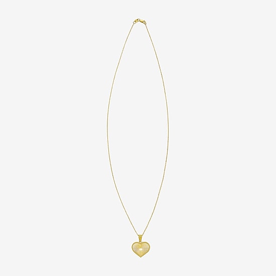 Womens 14K Gold Heart 18 Inch Pendant Necklace