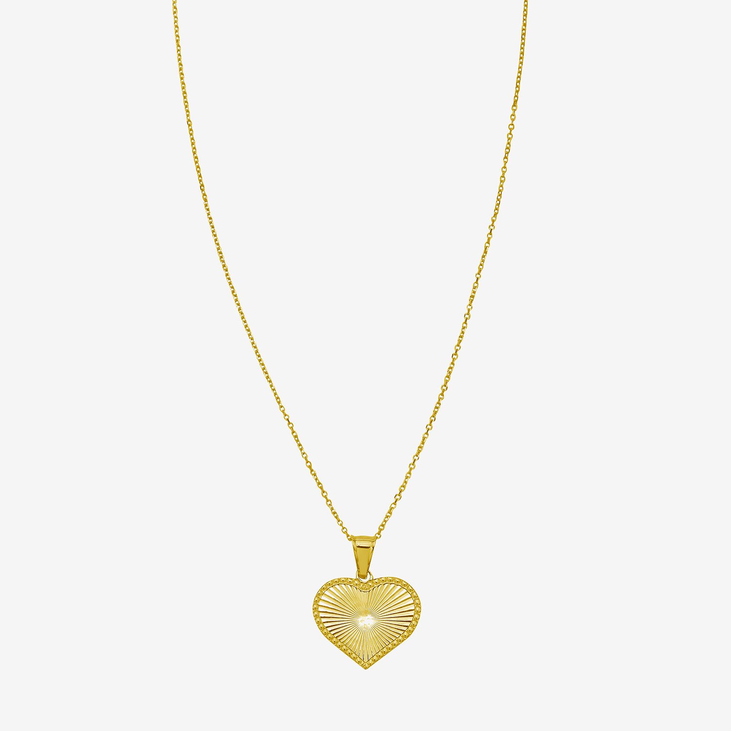 Womens 14K Gold Heart 18 Inch Pendant Necklace