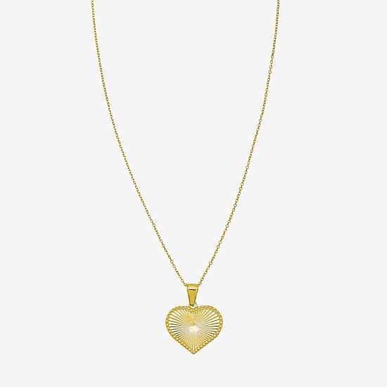 Womens 14K Gold Heart 18 Inch Pendant Necklace