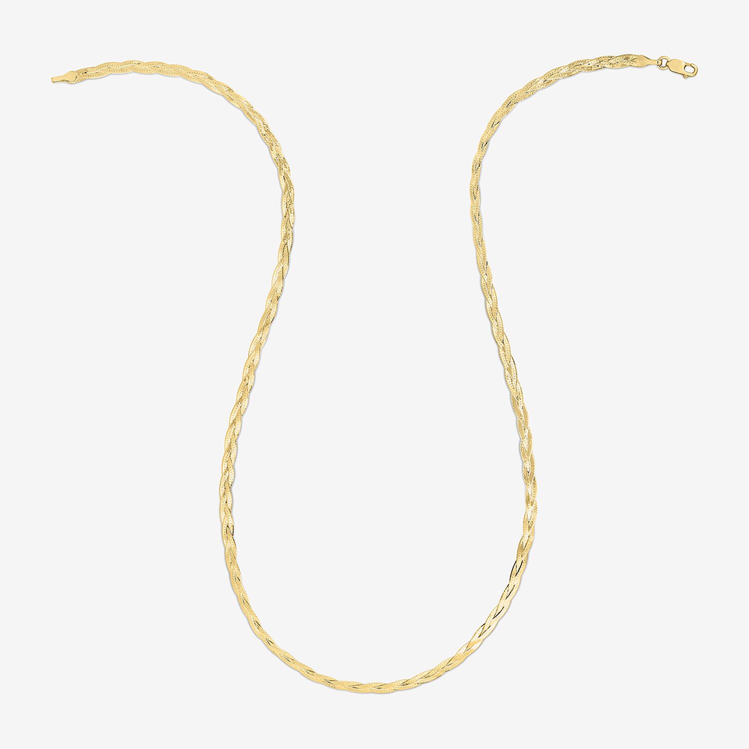 Unisex Adult 14K Gold 18 Inch Braid Chain Necklace