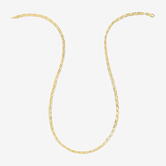 Unisex Adult 14K Gold 18 Inch Braid Chain Necklace