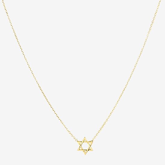 Star Of David Womens 14K Gold Star 18 Inch Pendant Necklace