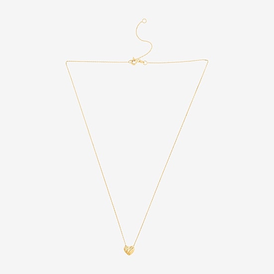 Womens 14K Gold Heart 18 Inch Pendant Necklace