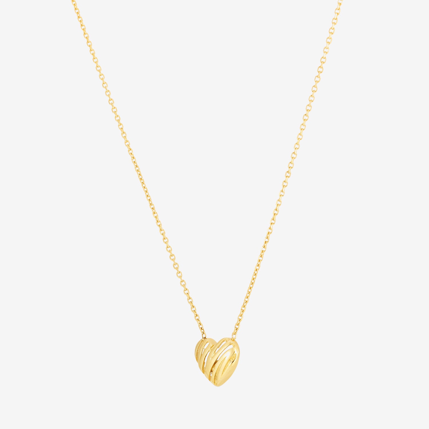 Womens 14K Gold Heart 18 Inch Pendant Necklace