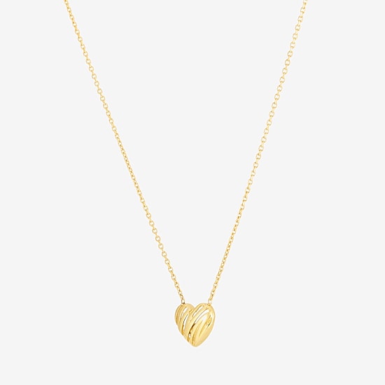Womens 14K Gold Heart 18 Inch Pendant Necklace