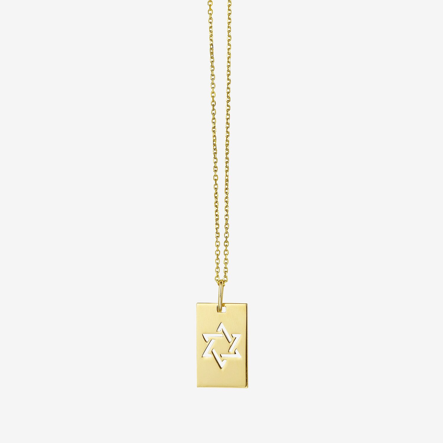 Star Of David Unisex Adult 14K Gold Square 18 Inch Pendant Necklace