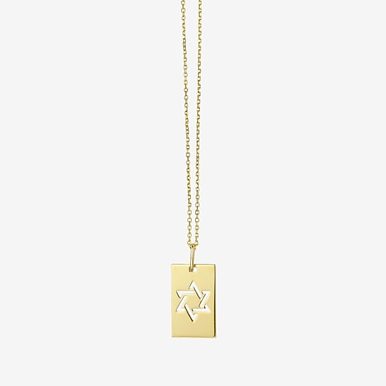 Star Of David Unisex Adult 14K Gold Square 18 Inch Pendant Necklace