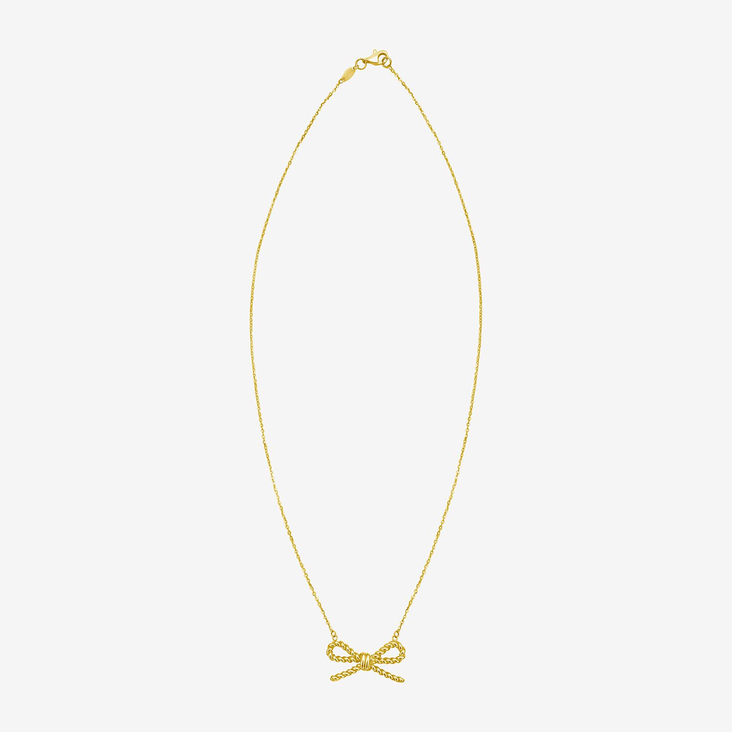 Gold Addiction Unisex Adult 14K Gold Bow 17 Inch Pendant Necklace