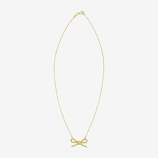 Gold Addiction Unisex Adult 14K Gold Bow 17 Inch Pendant Necklace