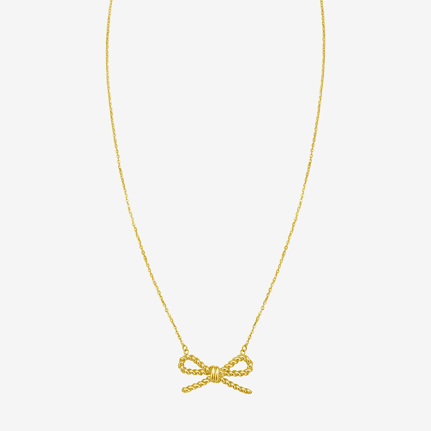 Gold Addiction Unisex Adult 14K Gold Bow 17 Inch Pendant Necklace