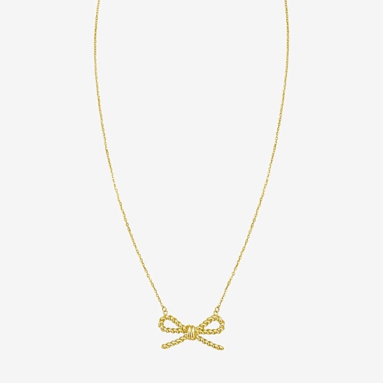 Gold Addiction Unisex Adult 14K Gold Bow 17 Inch Pendant Necklace