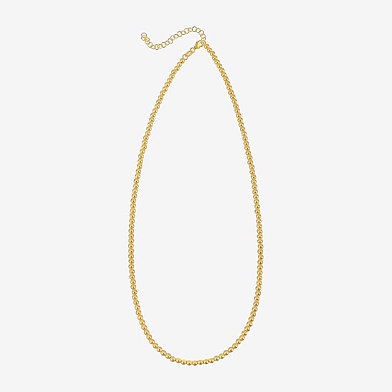Unisex Adult 14K Gold 18 Inch Bead Chain Necklace