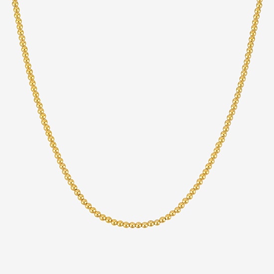 Unisex Adult 14K Gold 18 Inch Bead Chain Necklace