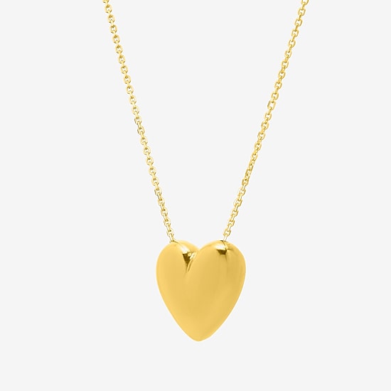 Unisex Adult 14K Gold Heart 18 Inch Pendant Necklace