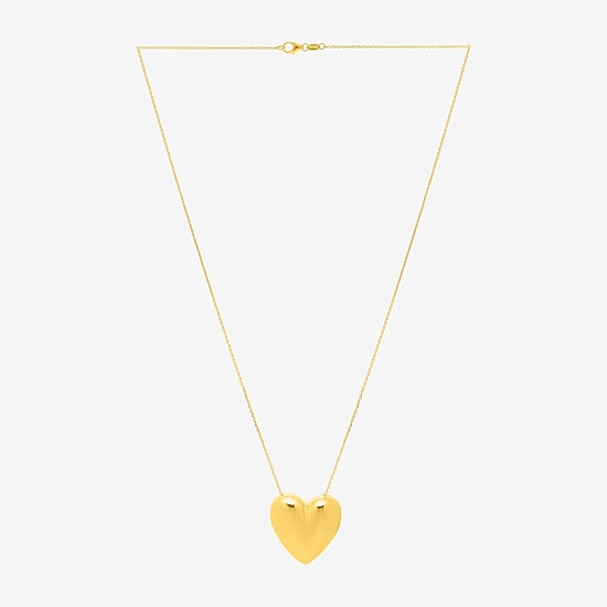 Unisex Adult 14K Gold Heart 18 Inch Pendant Necklace