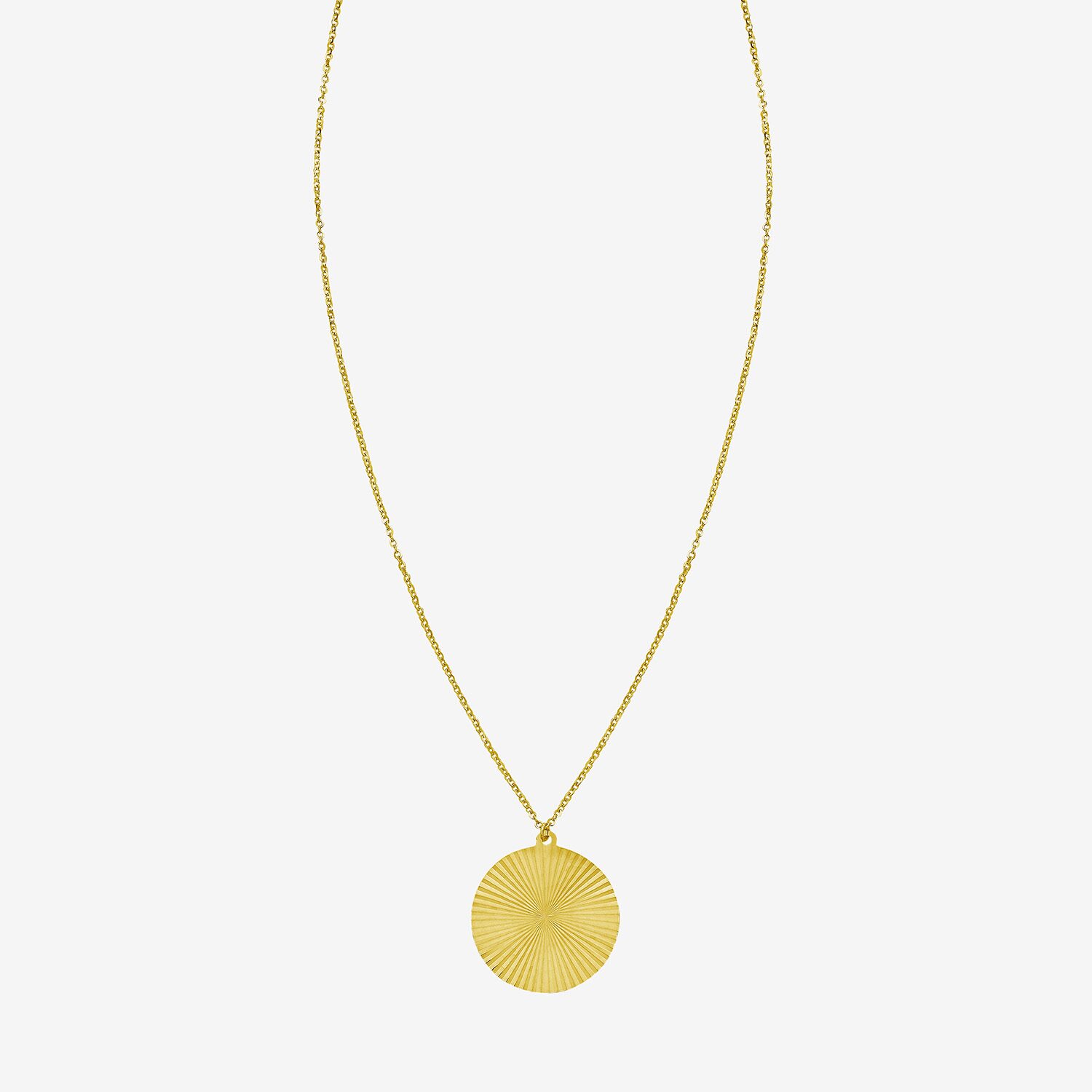 Unisex Adult 14K Gold Round 18 Inch Pendant Necklace