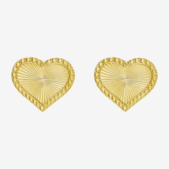 14K Gold 10.5mm Heart Stud Earrings