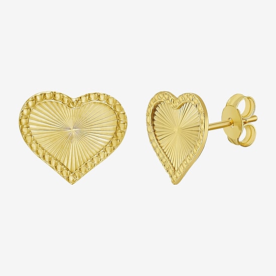 14K Gold 10.5mm Heart Stud Earrings
