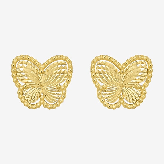 14K Gold 8.4mm Butterfly Stud Earrings