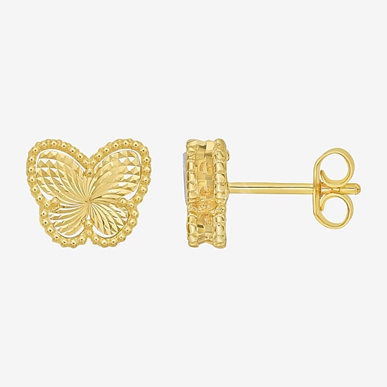 14K Gold 8.4mm Butterfly Stud Earrings