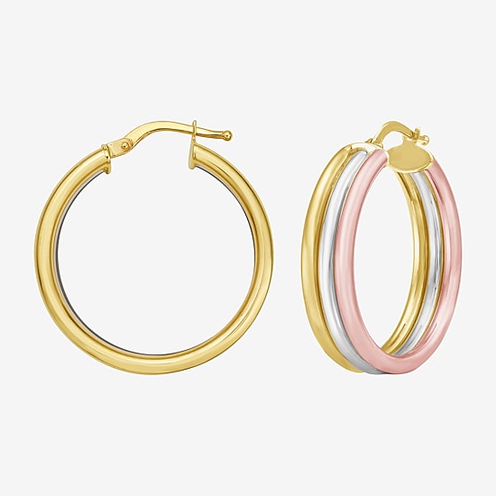 Womens 14K Gold 27mm Hoop Earrings