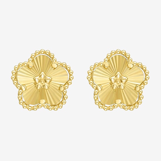 14K Gold 10.6mm Flower Stud Earrings