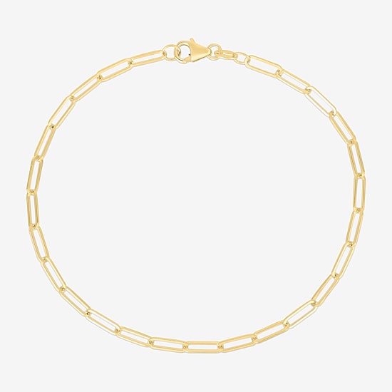 Womens 14K Gold 10 Inch Paperclip Ankle Bracelet