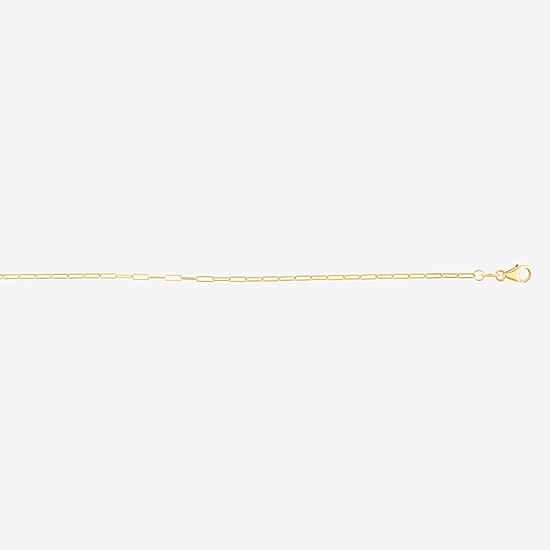 Womens 14K Gold 10 Inch Paperclip Ankle Bracelet