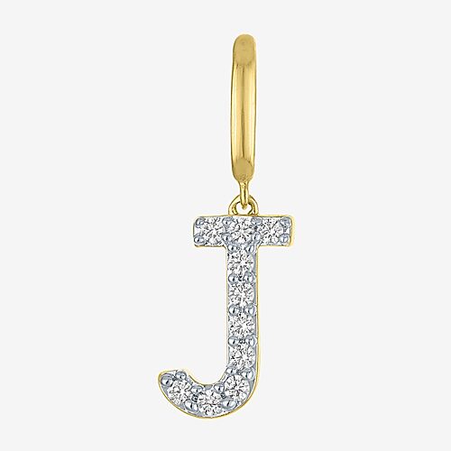 Charmed by Diamond Addiction 1/10 CT. T.W. Initials (G-H / Si2-I1) White Diamond 14K Gold Over Silver Charm, One Size, Yellow