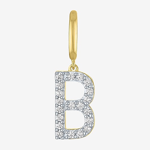 Charmed by Diamond Addiction 1/10 CT. T.W. Initials (G-H / Si2-I1) White Diamond 14K Gold Over Silver Charm, One Size, Yellow