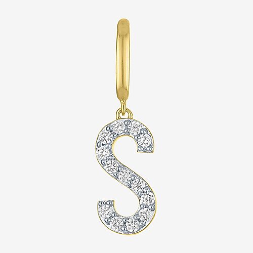 Charmed by Diamond Addiction 1/10 CT. T.W. Initials (G-H / Si2-I1) White Diamond 14K Gold Over Silver Charm, One Size, Yellow