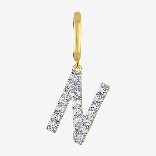 Charmed by Diamond Addiction 1/10 CT. T.W. Initials (G-H / Si2-I1) White Diamond 14K Gold Over Silver Charm, One Size, Yellow