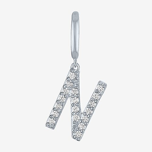 Charmed by Diamond Addiction Initials (G-H / Si2-I1) Womens 1/10 CT. T.W. Lab Grown White Diamond Sterling Silver Pendant, One Size, White