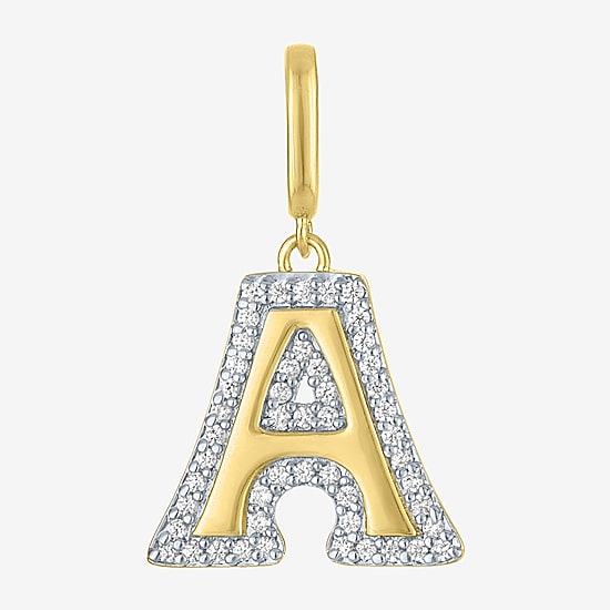 Charmed by Diamond Addiction Initial (G-H / Si2-I1) Womens 1/7 CT. T.W. Lab Grown White Diamond 14K Gold Over Silver Pendant