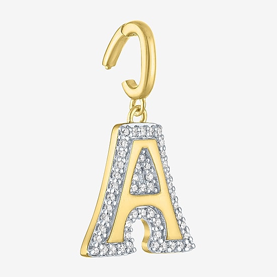 Charmed by Diamond Addiction Initial (G-H / Si2-I1) Womens 1/7 CT. T.W. Lab Grown White Diamond 14K Gold Over Silver Pendant
