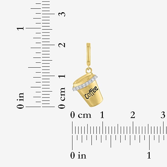 Charmed by Diamond Addiction Diamond Accent Coffee (G-H / Si2- I1) White Diamond Accent 14K Gold Over Silver Charm