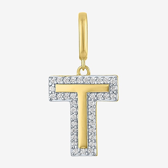 Charmed by Diamond Addiction Initial (G-H / Si2-I1) Womens 1/7 CT. T.W. Lab Grown White Diamond 14K Gold Over Silver Pendant