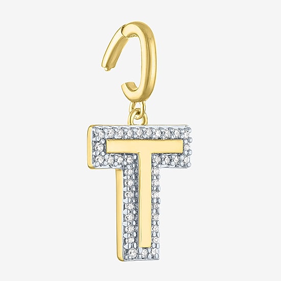 Charmed by Diamond Addiction Initial (G-H / Si2-I1) Womens 1/7 CT. T.W. Lab Grown White Diamond 14K Gold Over Silver Pendant