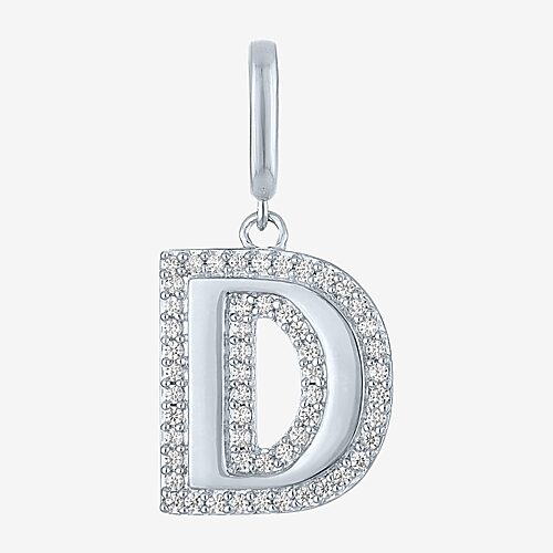 Charmed by Diamond Addiction Initial (G-H / Si2-I1) Womens 1/7 CT. T.W. Lab Grown White Diamond Sterling Silver Pendant, One Size, White